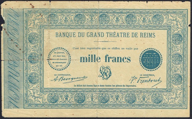 1000 francs Grand Théâtre de reims