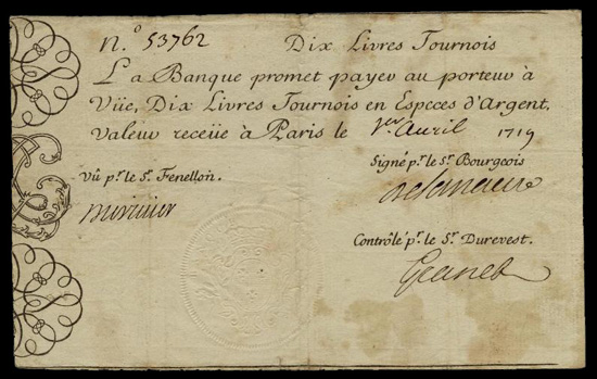 billet de la Banque Royale gravé